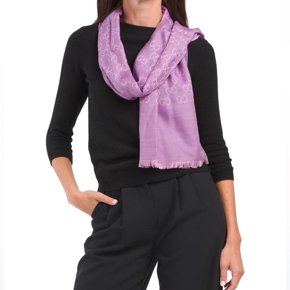 GUCCI Made In Italy Wool Blend Luxury Logo Scarf NWT